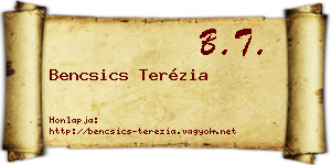 Bencsics Terézia névjegykártya